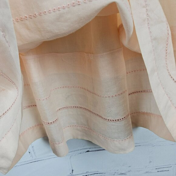 Vintage Prophecy Womens 6 Linen Midi Skirt Peach Boho Pockets Beachy Coastal - Picture 5 of 9